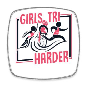 Girls TRI Harder Triathlon Bike Triathlete Training - Square fridge magnet - white - Front