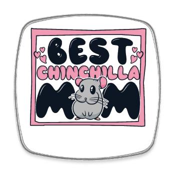 Best Chinchilla Mom Shorttail Long Tail - Square fridge magnet - white - Front