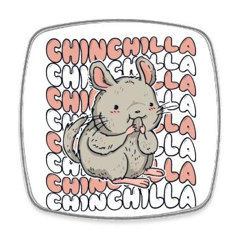 Chinchilla Langhaar Kurzschwanz Langschwanz - Viereckiger Kühlschrankmagnet - Weiß - Vorne