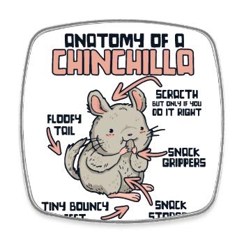 Anatomy Of A Chinchilla Long Tail Long Hair - Square fridge magnet - white - Front