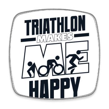 Triathlon Makes Me Happy Training Triathlonrad - Viereckiger Kühlschrankmagnet - Weiß - Vorne