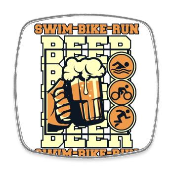 Swim Bike Run Beer Triathlete Training - Square fridge magnet - white - Front
