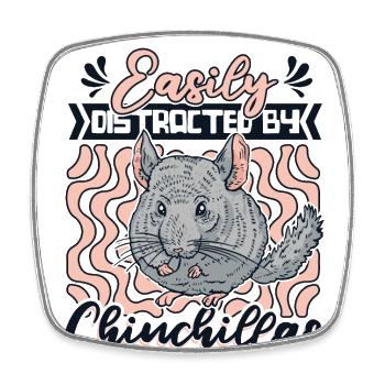 Easily Distracted By Chinchillas Longhair Breeders - Square fridge magnet - white - Front