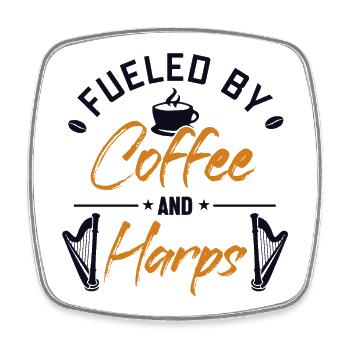 Fueled by Coffee and Harps Harfe Konzertharfe - Viereckiger Kühlschrankmagnet - Weiß - Vorne