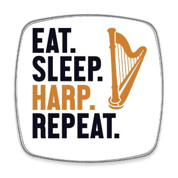 Eat Sleep Harp Repeat Harfe Konzertharfe - Viereckiger Kühlschrankmagnet - Weiß - Vorne