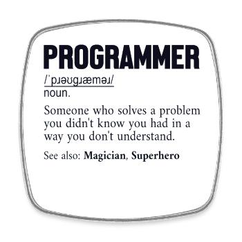 Programmer Definition Software Developer Coder - Square fridge magnet - white - Front