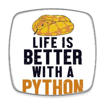 Life is Better with a Python Snake Banana Ball - Square fridge magnet - white - Front
