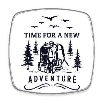Time For A New Adventure Trekking Mountain Hiking - Square fridge magnet - white - Front