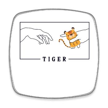 Michelangelo Creation of Adam Tiger Siberian - Square fridge magnet - white - Front