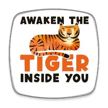 Awaken The Tiger Inside You Königstiger - Viereckiger Kühlschrankmagnet - Weiß - Vorne