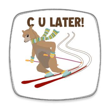 C U Later Huacaya Lama Pako Alpaca Breeder Alpaca - Square fridge magnet - white - Front