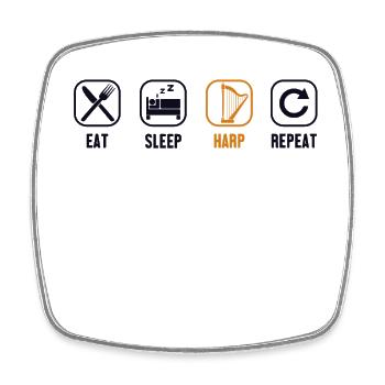 Eat Sleep Harp Repeat Harfenmusik Harfe - Viereckiger Kühlschrankmagnet - Weiß - Vorne