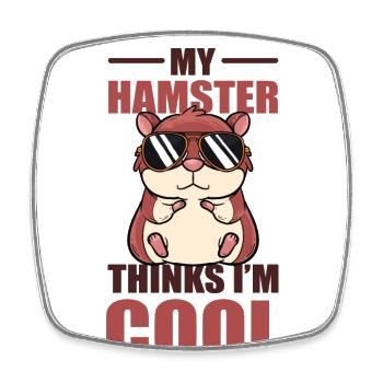 My Hamster Thinks I'm Cool Zwerghamster - Viereckiger Kühlschrankmagnet - Weiß - Vorne