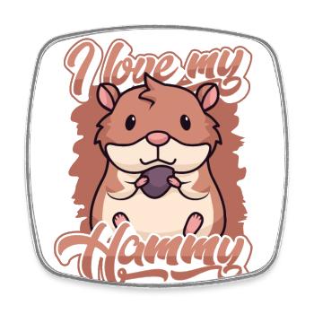 I love my Hammy European Hamster Golden Hamster - Square fridge magnet - white - Front