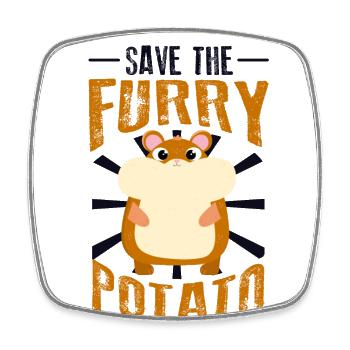 Save The Furry Potato European Hamster Golden Hamster - Square fridge magnet - white - Front