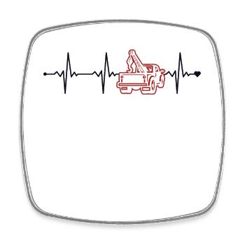 Tow Truck Heartbeat Towing Service Driver - Square fridge magnet - white - Front