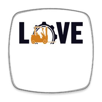 Love All-terrain forklift Telehandler Forklift - Square fridge magnet - white - Front