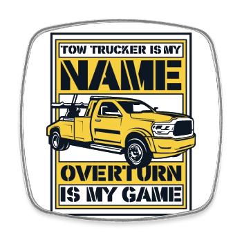 Is My Name Overturn Is My Game Abschlepper - Viereckiger Kühlschrankmagnet - Weiß - Vorne