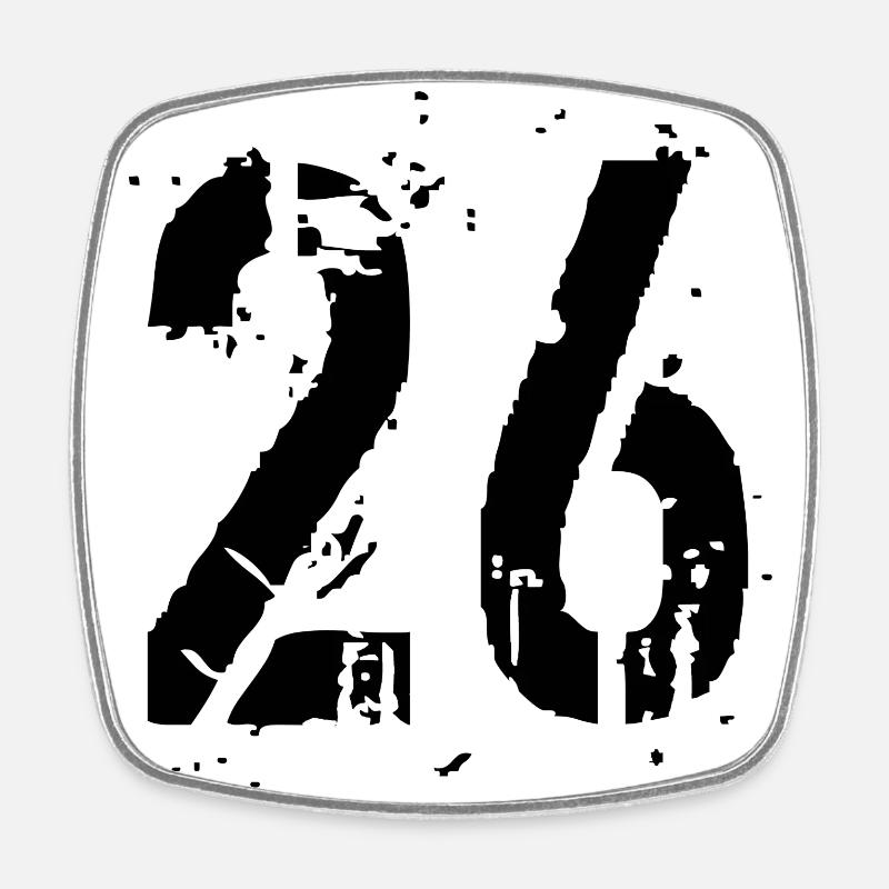 26 Number 26 - Square fridge magnet - white