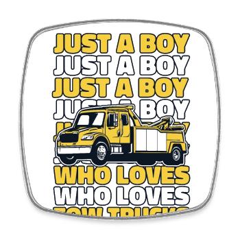 A Boy Who Loves Tow Trucks Abschlepper Fahrer - Viereckiger Kühlschrankmagnet - Weiß - Vorne