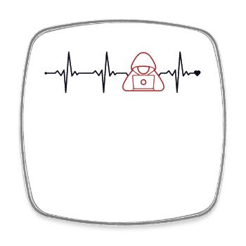 Hacker Heartbeat Phishing Sniffer Social - Square fridge magnet - white - Front