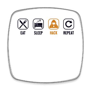 Manger Sommeil Hack Répéter Renifleur Ingénierie sociale - Magnet carré - blanc - Devant