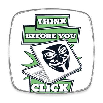 Think Before You Click Social Engineering - Square fridge magnet - white - Front