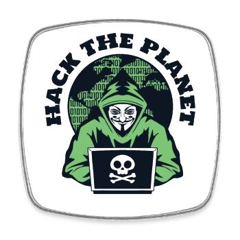 Hack The Planet Phishing Sniffer Social - Magnet carré - blanc - Devant
