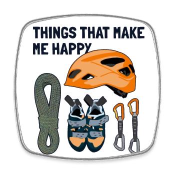 Things That Make Me Happy Alpinklettern Kraxler - Viereckiger Kühlschrankmagnet - Weiß - Vorne