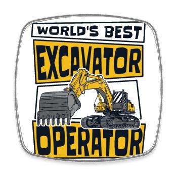 World's Best Excavator Operator Excavator - Viereckiger Kühlschrankmagnet - Weiß - Vorne