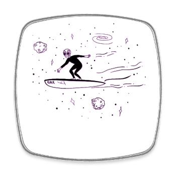 Surfer Conspiracy Außerirdischer Ufo Alien - Magnet carré - blanc - Devant