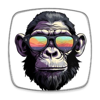 Chimpanzee with sunglasses - Square fridge magnet - white - Front