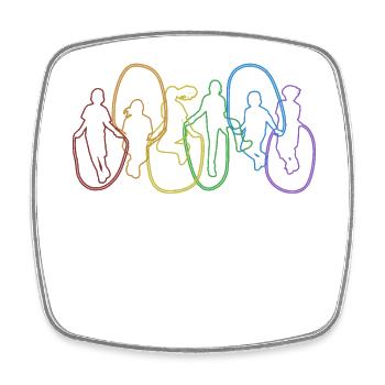 Rope Jumping LGBT Rainbow Skipping Jumping Speed - Square fridge magnet - white - Front