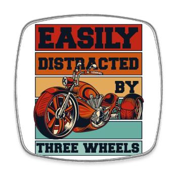 Easily Distracted By Three Wheels Threewheeler - Viereckiger Kühlschrankmagnet - Weiß - Vorne