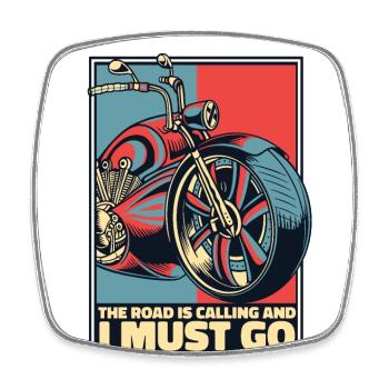 Road Is Calling And I Must Go Trikebike - Viereckiger Kühlschrankmagnet - Weiß - Vorne