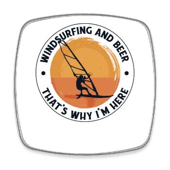 Windsurfing And Beer Surfer Wassersport Windsurfen - Viereckiger Kühlschrankmagnet - Weiß - Vorne