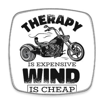 Therapy Is Expensive Wind Is Cheap Threewheeler - Square fridge magnet - white - Front