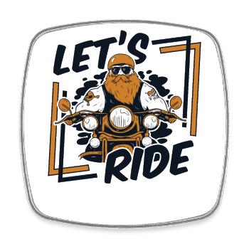 Let's Ride Trikebike Dreirad Motorrad - Viereckiger Kühlschrankmagnet - Weiß - Vorne