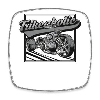 Trikeaholic Threewheeler Trikebike Dreirad - Viereckiger Kühlschrankmagnet - Weiß - Vorne