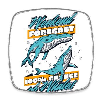100% Chance Of Whales Blue Beluga Cetacea Whale - Square fridge magnet - white - Front