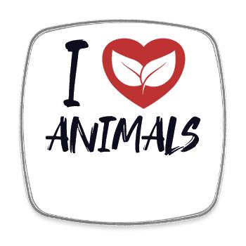 I love Animals Plant-Based Vegan Vegans Veganism - Square fridge magnet - white - Front