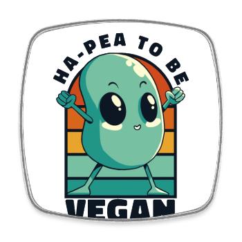 Ha-Pea To Be Vegan Vegans Plant-Based Vegan - Square fridge magnet - white - Front