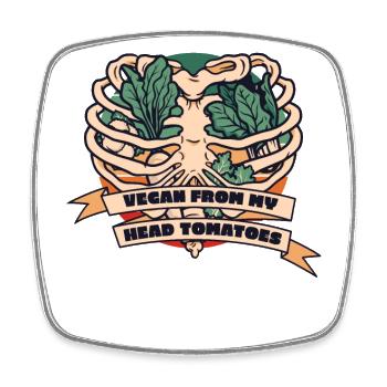 Vegan aus dem Kopf Tomaten pflanzlich vegan - Viereckiger Kühlschrankmagnet - Weiß - Vorne