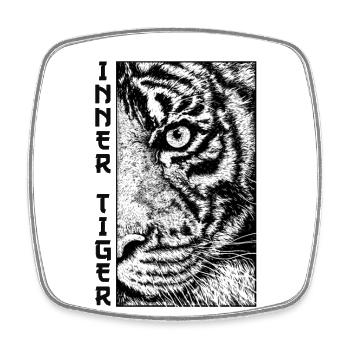 Inner Tiger Königstiger Wildkatze Sibirischer - Viereckiger Kühlschrankmagnet - Weiß - Vorne