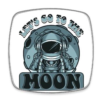 Let's Go To The Moon Taikonaut Cosmonaut Astronaut - Square fridge magnet - white - Front