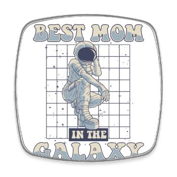 Best Mom In The Galaxy Spaceship Taikonaut - Square fridge magnet - white - Front