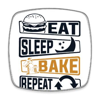 Eat Sleep Bake Repeat Hobby Baker Bakery - Square fridge magnet - white - Front