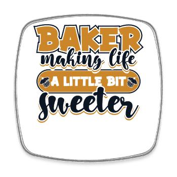 Baker Making Life Little Bit Sweeter Bäckerei - Viereckiger Kühlschrankmagnet - Weiß - Vorne