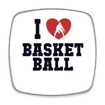 I love Basketball Basketballer Basketballkorb - Viereckiger Kühlschrankmagnet - Weiß - Vorne