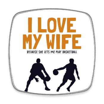 I love my Wife Basketball Basketballspieler - Viereckiger Kühlschrankmagnet - Weiß - Vorne